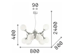 Ideal Lux Lámpara Suspendida-Nodi Bianco - Lámpara colgante de techo molecular pequeña de 9 luces, cromada, E14 Gris