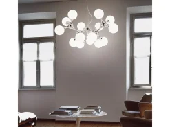 Ideal Lux Lámpara Suspendida-Nodi Bianco - Lámpara colgante de techo molecular grande con 15 luces, cromada, E14 Gris