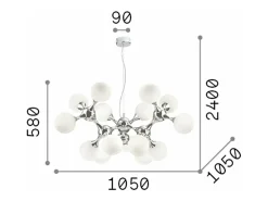 Ideal Lux Lámpara Suspendida-Nodi Bianco - Lámpara colgante de techo molecular grande con 15 luces, cromada, E14 Gris