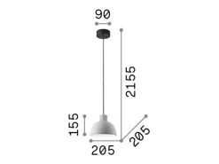 Discount Ideal Lux Oil - 1 lámpara colgante de techo tipo domo cemento, E27 Gris