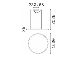 Ideal Lux ORACLE Lámpara de techo colgante LED integrada, redonda, regulable, delgada, DALI, 150 cm, blanca, 3000 K Blanco Sale