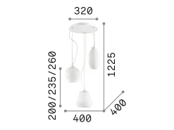 Ideal Lux Lámpara Suspendida-Origami - Lámpara colgante de techo con 3 luces blancas Blanco