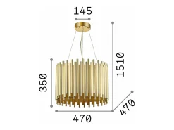 Ideal Lux Lámpara Suspendida-Pan - Colgante de techo de 5 luces Dorado