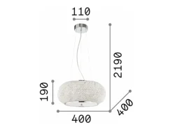 Ideal Lux Lámpara Suspendida-Pasha' - Lámpara colgante de techo con 6 luces, cromada con cristales, E14 Gris