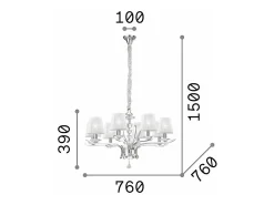 Ideal Lux Lámpara Suspendida-Pegaso - Lámpara colgante de 8 brazos con varios brazos, latón satinado Camel