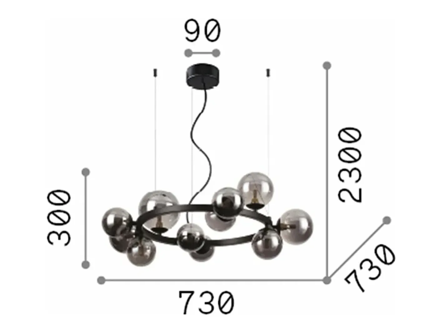 Ideal Lux PERLAGE Lámpara de Techo Colgante Globo Redondo 11 Luces Latón Camel Hot