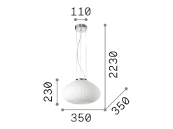 Ideal Lux Lámpara Suspendida-PLISSE Plafón Globe Dome Colgante Cromo 35cm Gris