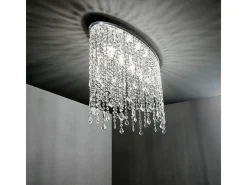 Ideal Lux Plafón-Rain Clear - Lámpara de techo pequeña de 3 luces, cromada, E14 Gris