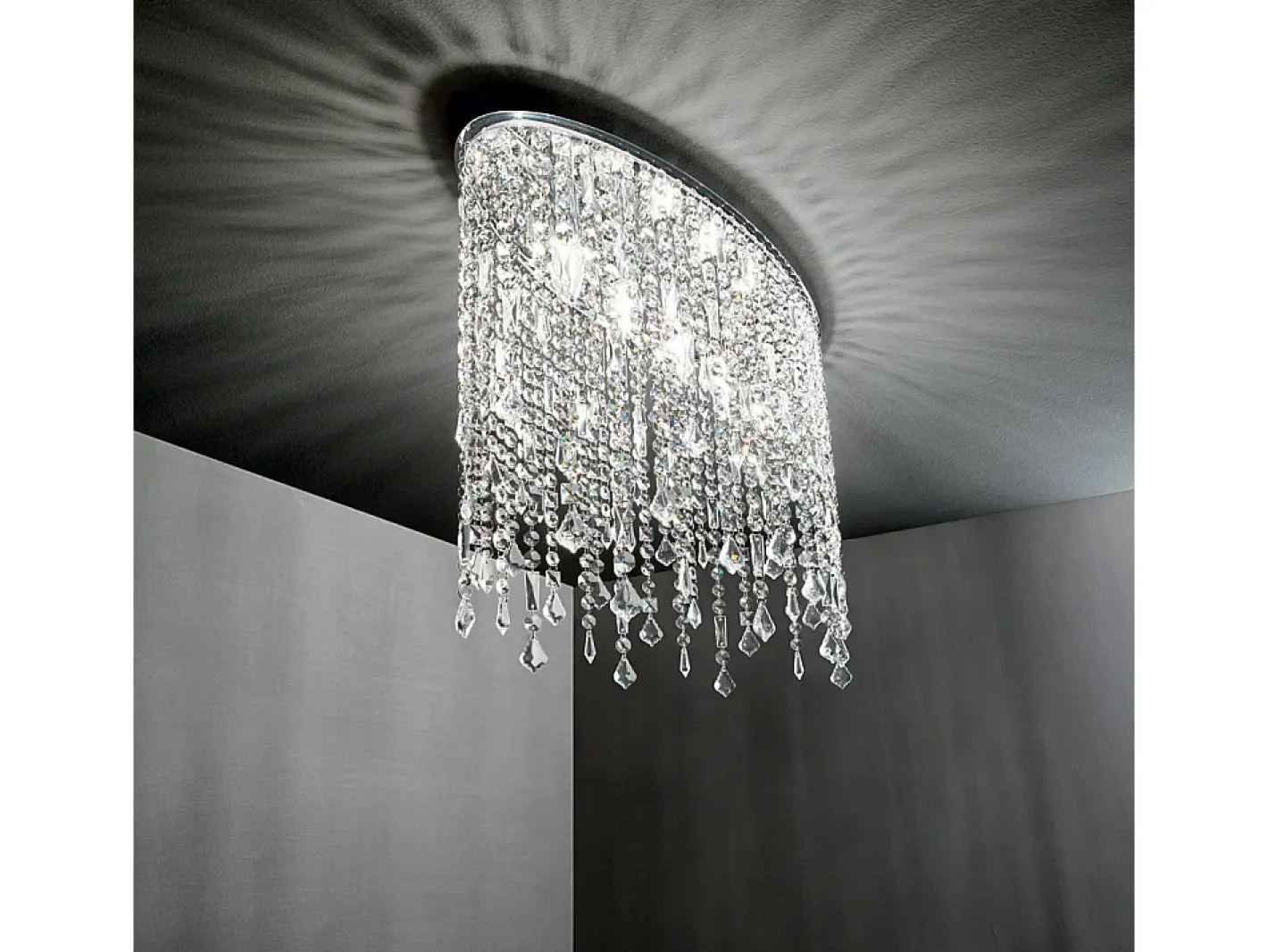 Ideal Lux Plafón-Rain Clear - Lámpara de techo pequeña de 3 luces, cromada, E14 Gris