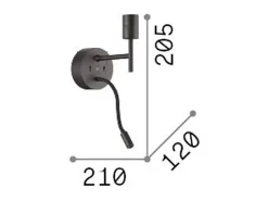 Ideal Lux SET UP Aplique + Luz Lectura Níquel Sin Pantalla 3000K Gris Best