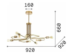 Ideal Lux Triumph - Lámpara colgante de techo con múltiples brazos de 8 luces, latón antiguo Camel Outlet
