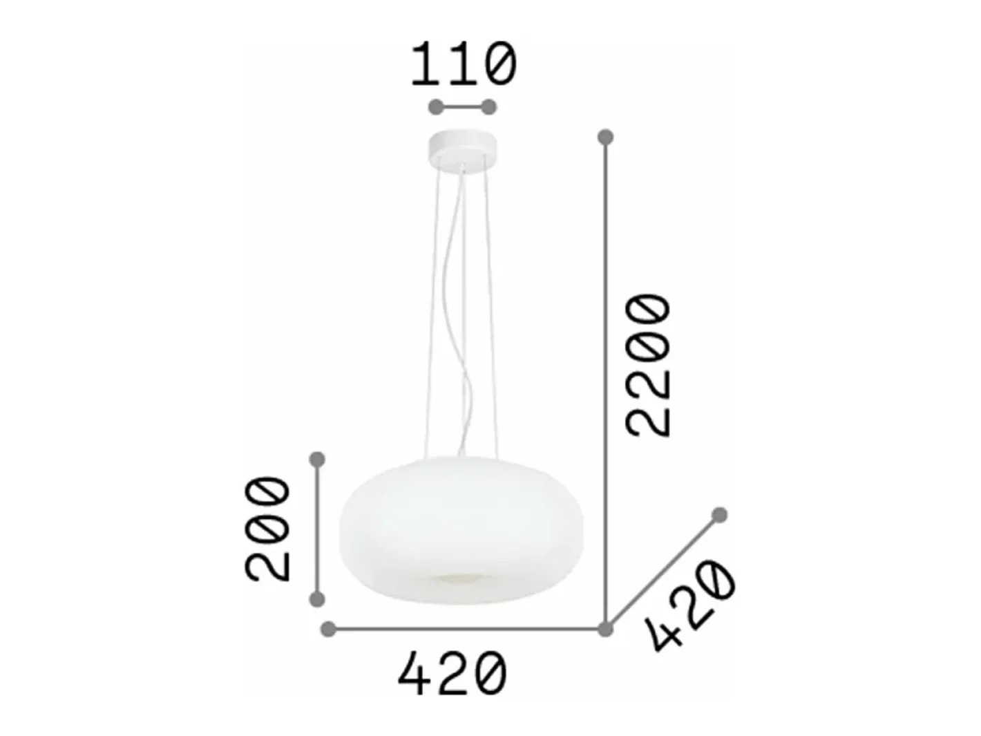 Sale Ideal Lux Ulisse - Lámpara colgante de techo con 3 luces, pequeña esfera blanca, E27 Blanco