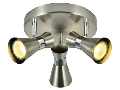 AKUNADECOR Plafón-Iluminacion Baño Plafon Maximo 3 Focos Niquel-cromo Plateado
