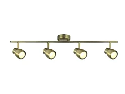 AKUNADECOR Plafón-Iluminacion Para Baño Regleta Chacho Cuero 4 Focos Articulables Dorado