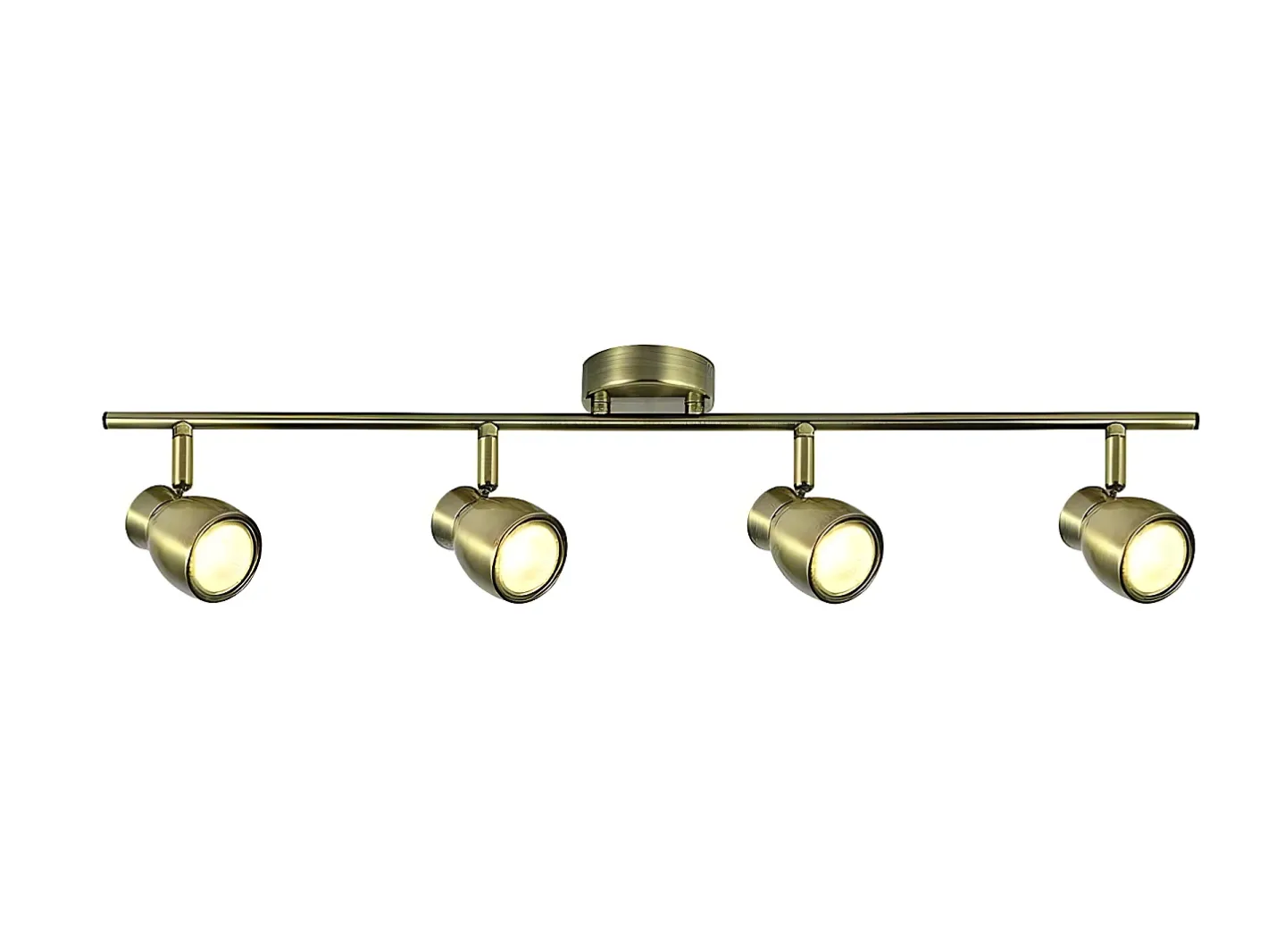 AKUNADECOR Plafón-Iluminacion Para Baño Regleta Chacho Cuero 4 Focos Articulables Dorado