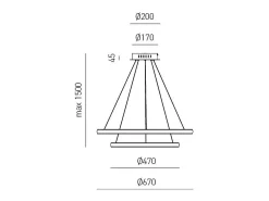 Online Iole S2 Lámpara de araña LED regulable 40W - Suspensión moderna de doble aro , luz cálida 3000K, 2000lm, diseño elegante Blanco