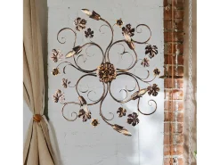 Best Iris - Lámpara de techo en hierro lacado en color marrón con decoración. Lámpara de techo dorada antigua de 6 luces - Ø79 x 67 - BL169-PL6-BR Marru00f3n chocolate