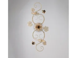 Plafón-Iris - Lámpara de techo en hierro lacado marfil con decoración. Lámpara de techo dorada antigua de 2 luces - Ø74 x 37 - BL169-PL2-AV Dorado