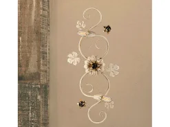 Plafón-Iris - Lámpara de techo en hierro lacado marfil con decoración. Lámpara de techo dorada antigua de 2 luces - Ø74 x 37 - BL169-PL2-AV Dorado