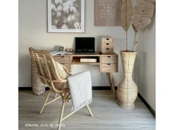 Made In Meubles Jarrón alto de rayas en ratán natural para tallos XXL - Ambiente bohemio garantizado Beige Online
