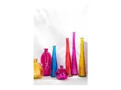 J-Line Jarrón-Jarrón burbuja de vidrio fucsia 31.5x31.5x32 cm Rosa