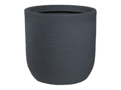 Hot Jarrón cilíndrico de resina Raffaello Grigio de 35x34 cm para plantas de interior y exterior Gris