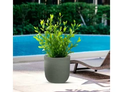 Clearance Jarrón cilíndrico de resina Raffaello de 35x34 cm para plantas de interior y exterior Verde
