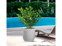 Online Jarrón cilíndrico de resina Raffaello Bianco de 35x34 cm para plantas de interior y exterior Blanco