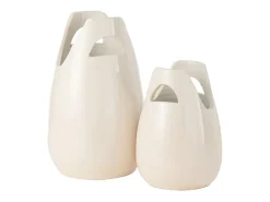 J-Line Jarrón con asa de cerámica blanca 23x23x40 cm Blanco