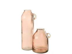 J-Line Jarrón-Jarrón con asa de vidrio 17x14x45 cm Rosa