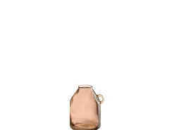 New J-Line Jarrón con asa de vidrio 20x20x25 cm Rosa