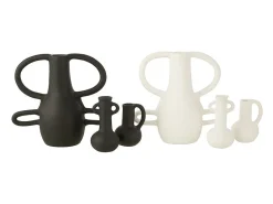 J-Line Jarrón con asas en terracota negra 17x33x36 cm Negro New