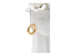Jarrón-Jarrón de cerámica blanca con cara de mujer 15x13,3x23,5 cm Blanco