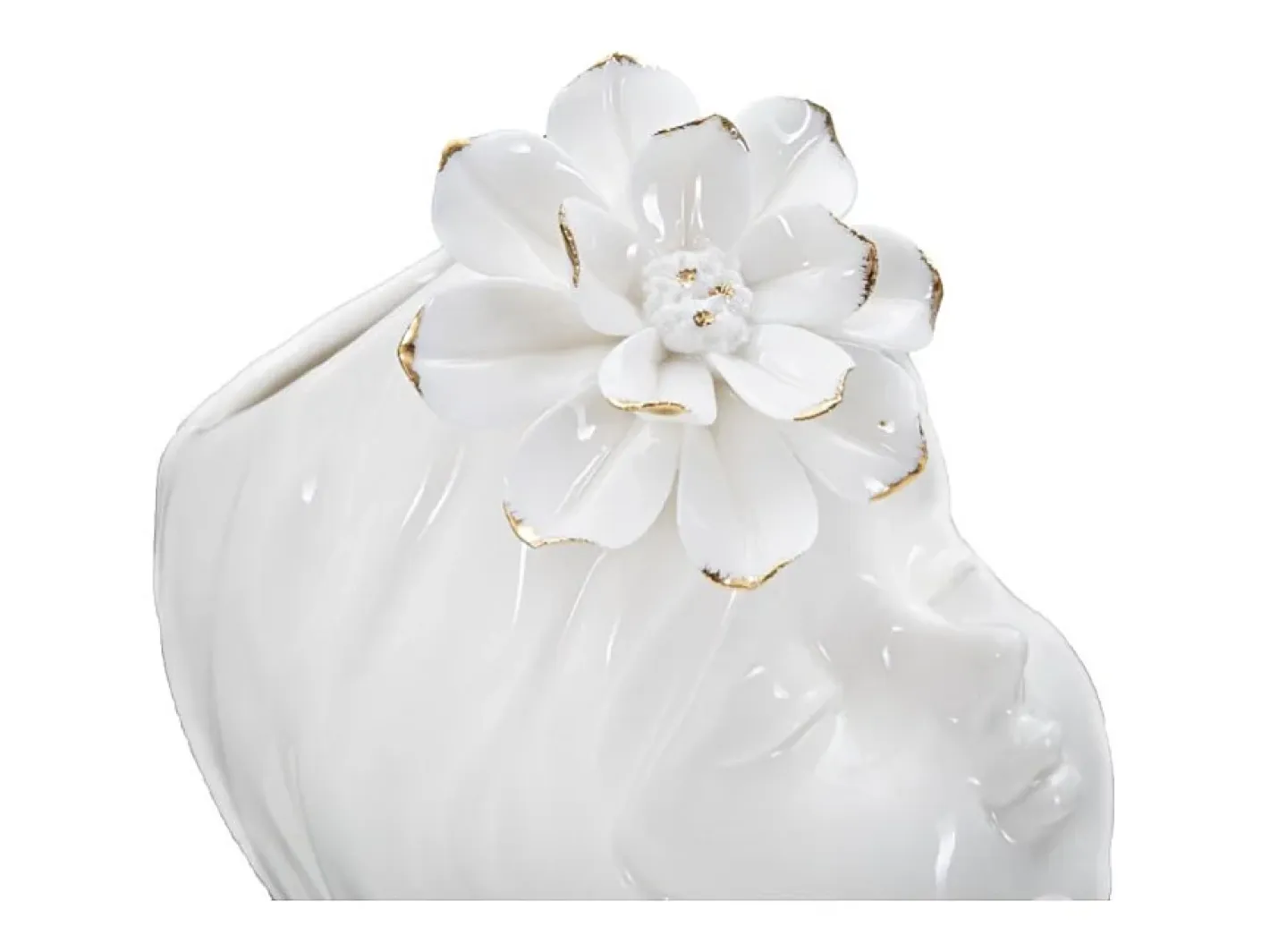 Jarrón de cerámica blanca con cara de mujer 10,5x10x24,7 cm Blanco Hot