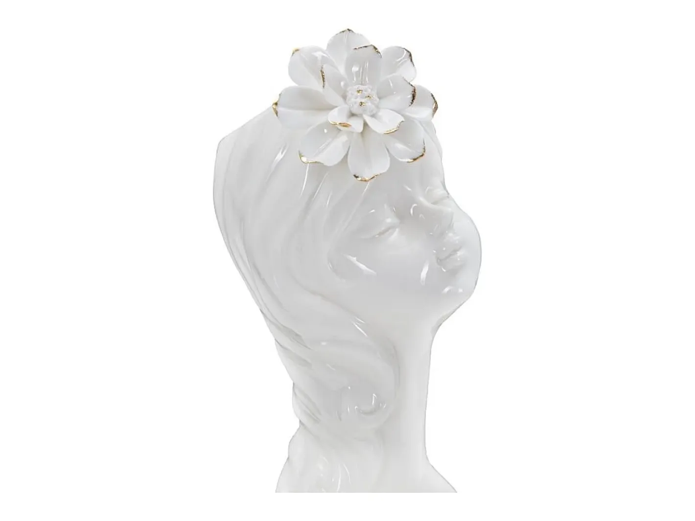 Jarrón de cerámica blanca con cara de mujer 10,5x10x24,7 cm Blanco Hot