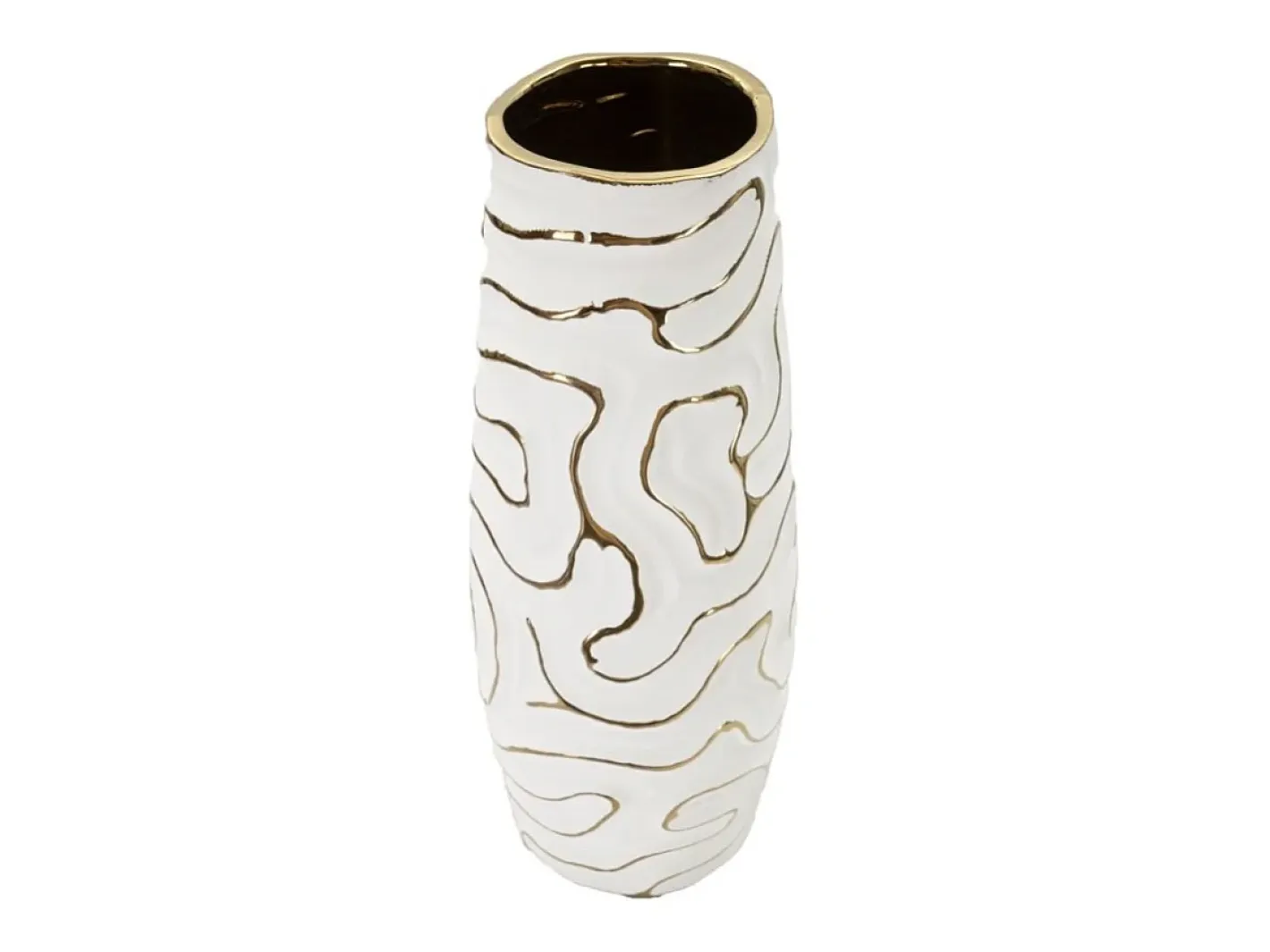 Jarrón-Jarrón de cerámica blanca 14,5x39,5 cm Blanco