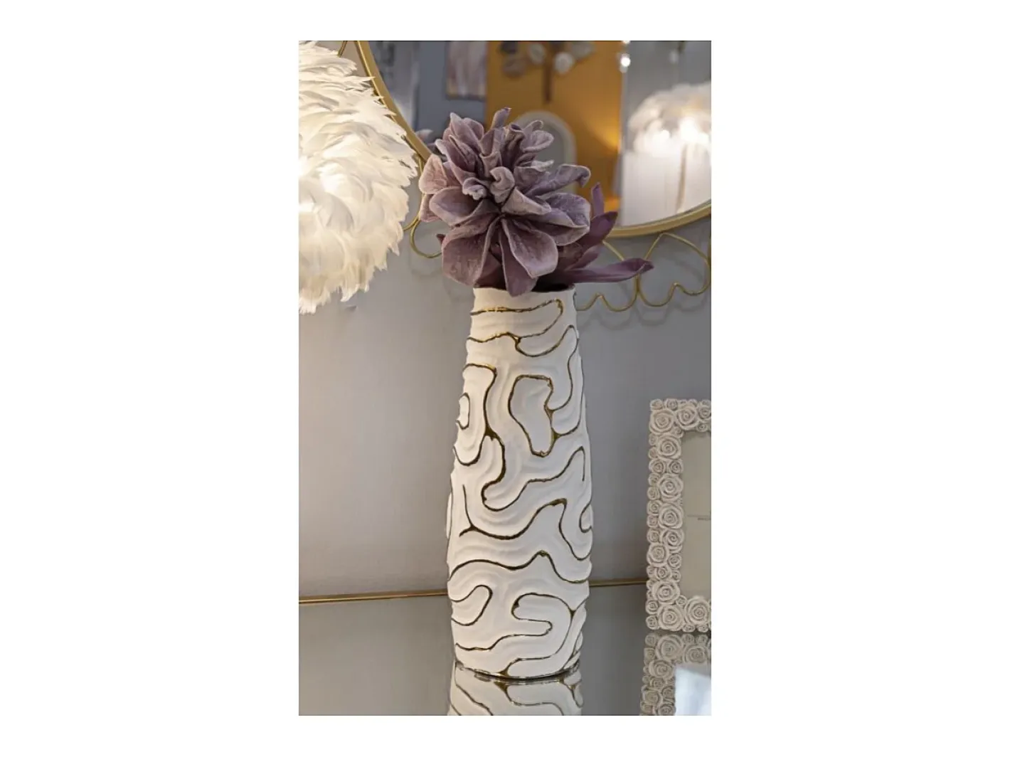 Jarrón-Jarrón de cerámica blanca 14,5x39,5 cm Blanco