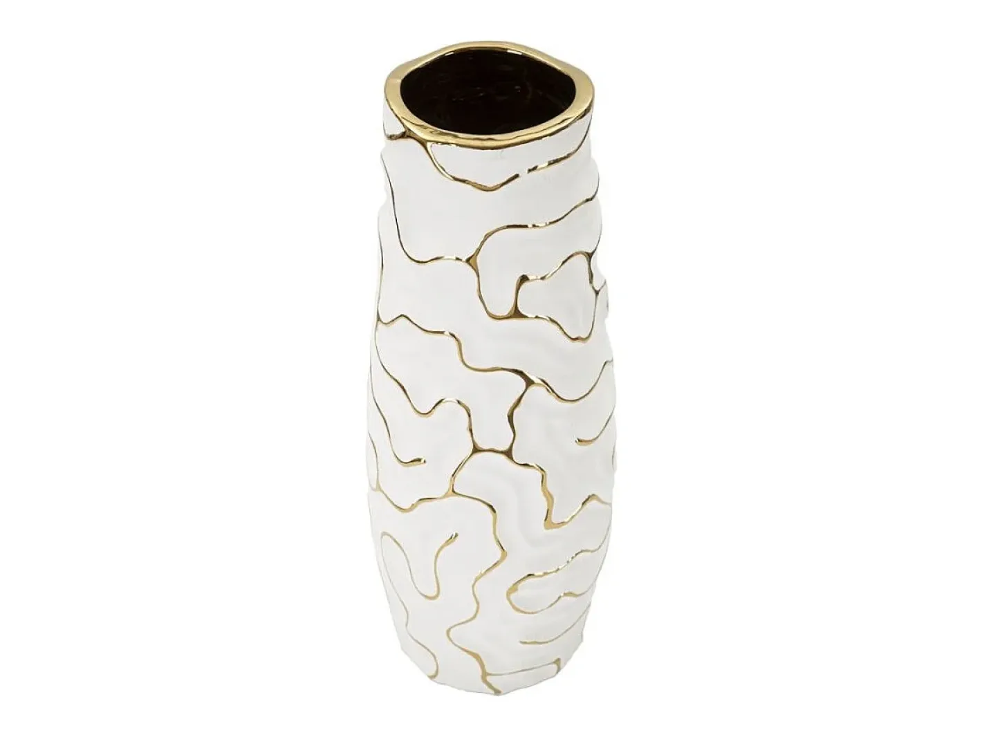 Jarrón-Jarrón de cerámica blanca 12x29,5 cm Blanco
