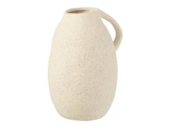 Sale J-Line Jarrón de cerámica blanco con asa Beige