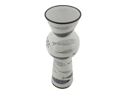Jarrón de cerámica con forma de pez 14x38,5 cm Blanco Discount