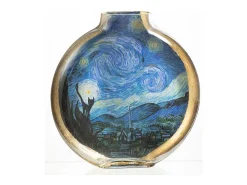 Clearance J-Line Jarrón de cerámica 24.5x5x25 cm "Les Chartistes Inspirado por la Noche Estrellada Grande" Multicolor