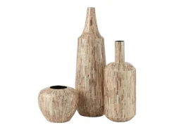 Online J-Line Jarrón de madera en forma de bola de 25x25x21 cm Beige