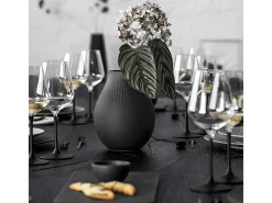 VILLEROY & BOCH Jarrón de porcelana negra de primera calidad con cuello estrecho H20 cm, Manufactura Collier Negro Outlet