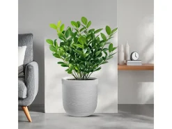 Clearance Jarrón de resina de interior y exterior para plantas cilíndricas de diseño d.35x34h Raffaello Bianco Blanco