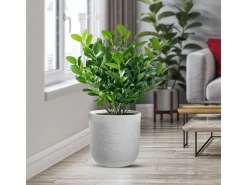 Clearance Jarrón de resina de interior y exterior para plantas cilíndricas de diseño d.35x34h Raffaello Bianco Blanco