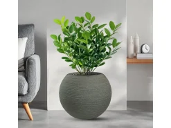 Outlet Jarrón de resina para plantas de interior y exterior, diseño esfera redonda d.40x33h Botticelli Verde
