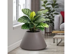 Jarrón de resina para plantas de interior y exterior diseño redondo cónico d.60x35h Stromboli Tortora Marru00f3n chocolate Online