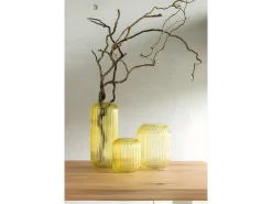 Outlet J-Line Jarrón de vidrio recto L18*l18*H19cm Amarillo