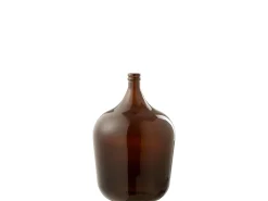 J-Line Jarrón de vidrio marrón en forma de botella de 35x35x56 cm Marru00f3n Sale