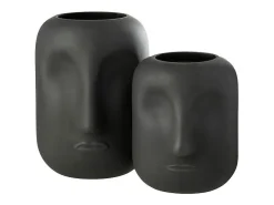 Clearance J-Line Jarrón de vidrio 18*18*25 cm Negro